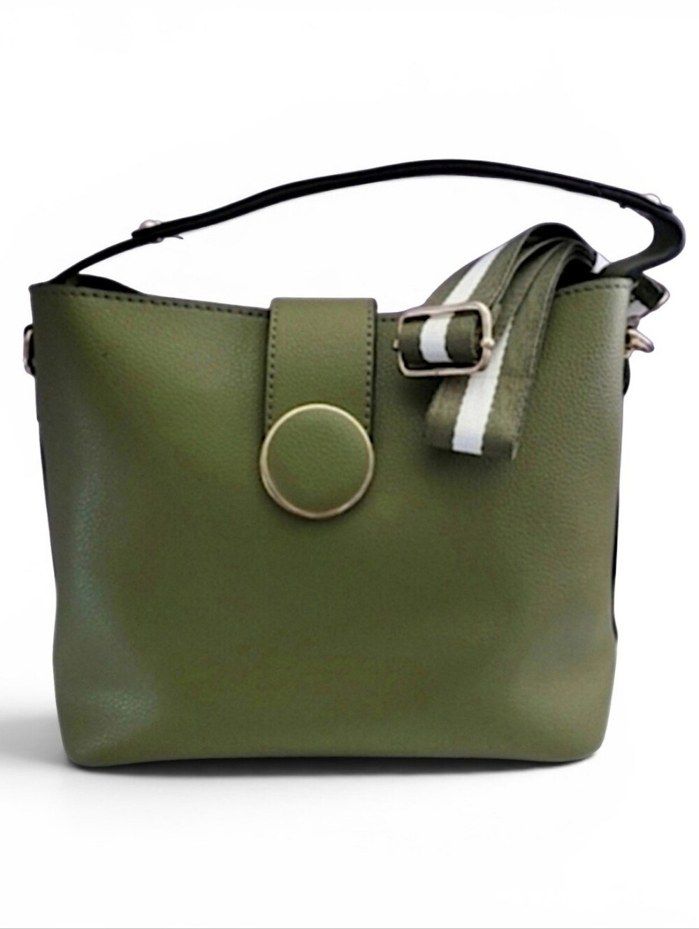Square Handbag with Magnetic Button Snap Closure - Wristlet Included